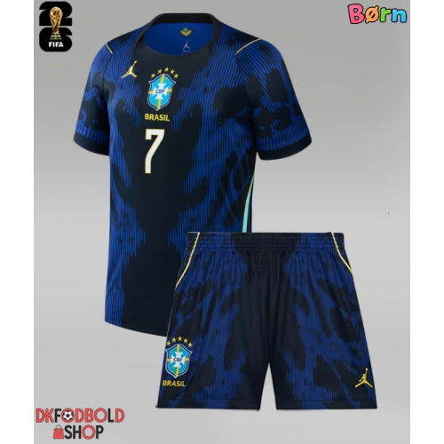Brasilien Vinicius Junior #7 Udebanesæt Børn VM 2026 Kort ærmer (+ korte bukser)